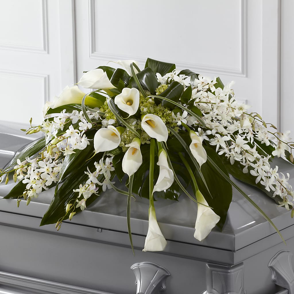 Angel Wings Casket Spray – SUSPENDED IN TIME FLORAL & PRESERVATION, Syracuse UT