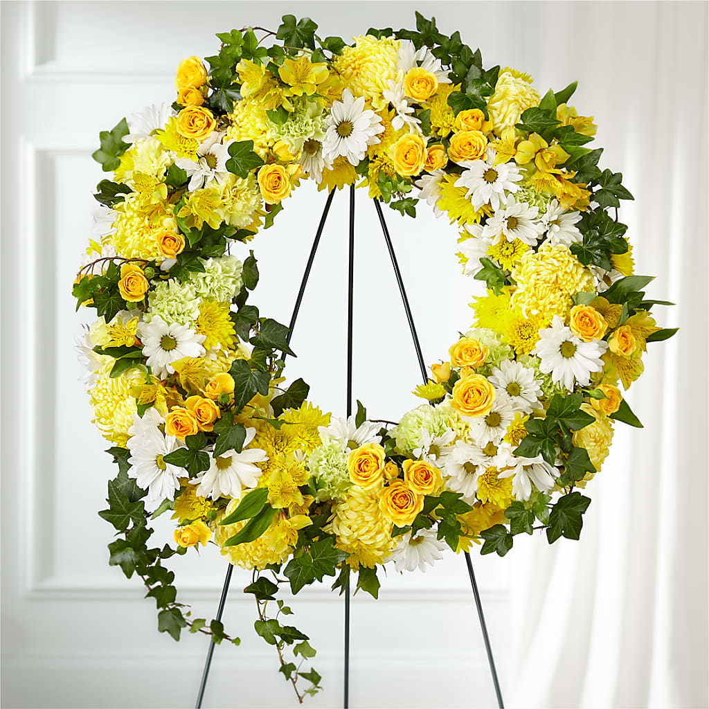 Golden Remembrance Wreath – SUSPENDED IN TIME FLORAL & PRESERVATION, Syracuse UT