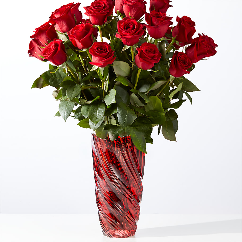 Classic Love Red Rose Bouquet with Luxe Swirl Vase – SUSPENDED IN TIME FLORAL & PRESERVATION, Syracuse UT