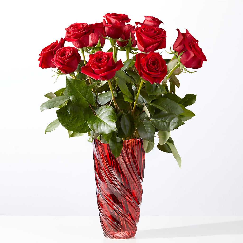 Classic Love Red Rose Bouquet with Luxe Swirl Vase – SUSPENDED IN TIME FLORAL & PRESERVATION, Syracuse UT