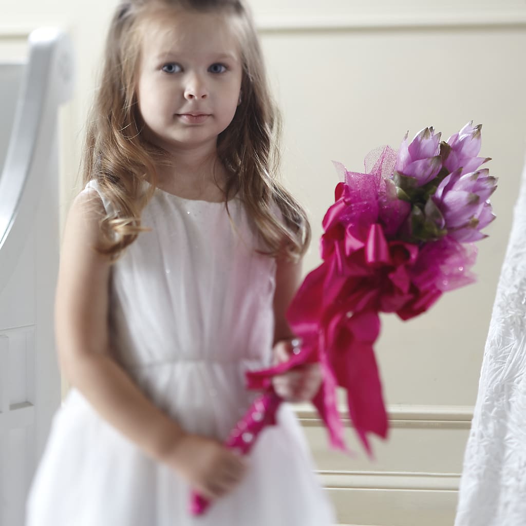 Sparkle Pink Flower Girl Bouquet – SUSPENDED IN TIME FLORAL & PRESERVATION, Syracuse UT