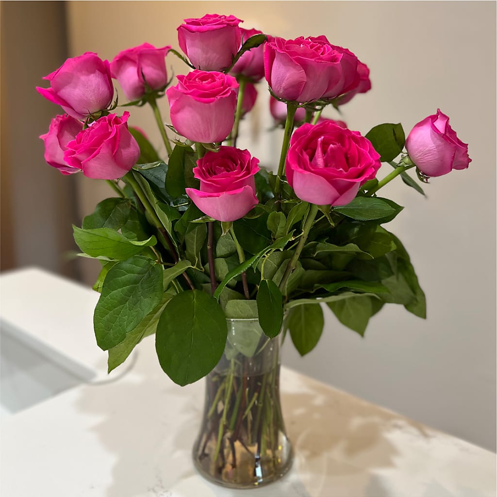 Long Stem Pink Rose Bouquet – SUSPENDED IN TIME FLORAL & PRESERVATION, Syracuse UT