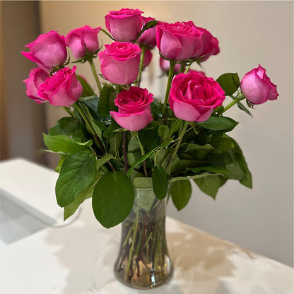 Long Stem Pink Rose Bouquet – SUSPENDED IN TIME FLORAL & PRESERVATION, Syracuse UT