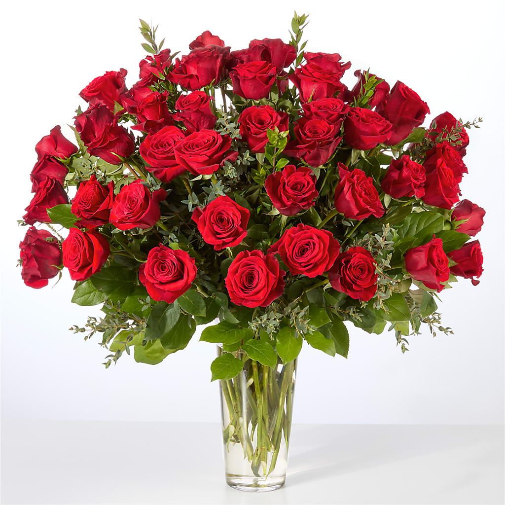 Forever Yours Fifty Stem Red Rose Bouquet – SUSPENDED IN TIME FLORAL & PRESERVATION, Syracuse UT