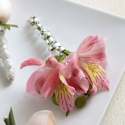 Pink Peruvian Lily Boutonniere – SUSPENDED IN TIME FLORAL & PRESERVATION, Syracuse UT