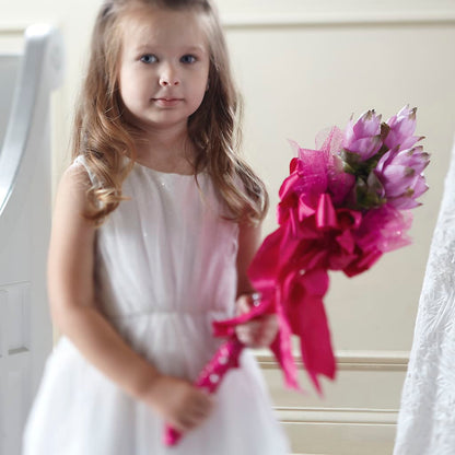 Sparkle Pink Flower Girl Bouquet – SUSPENDED IN TIME FLORAL & PRESERVATION, Syracuse UT