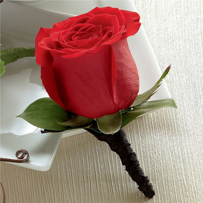 Red Rose Boutonniere – SUSPENDED IN TIME FLORAL & PRESERVATION, Syracuse UT
